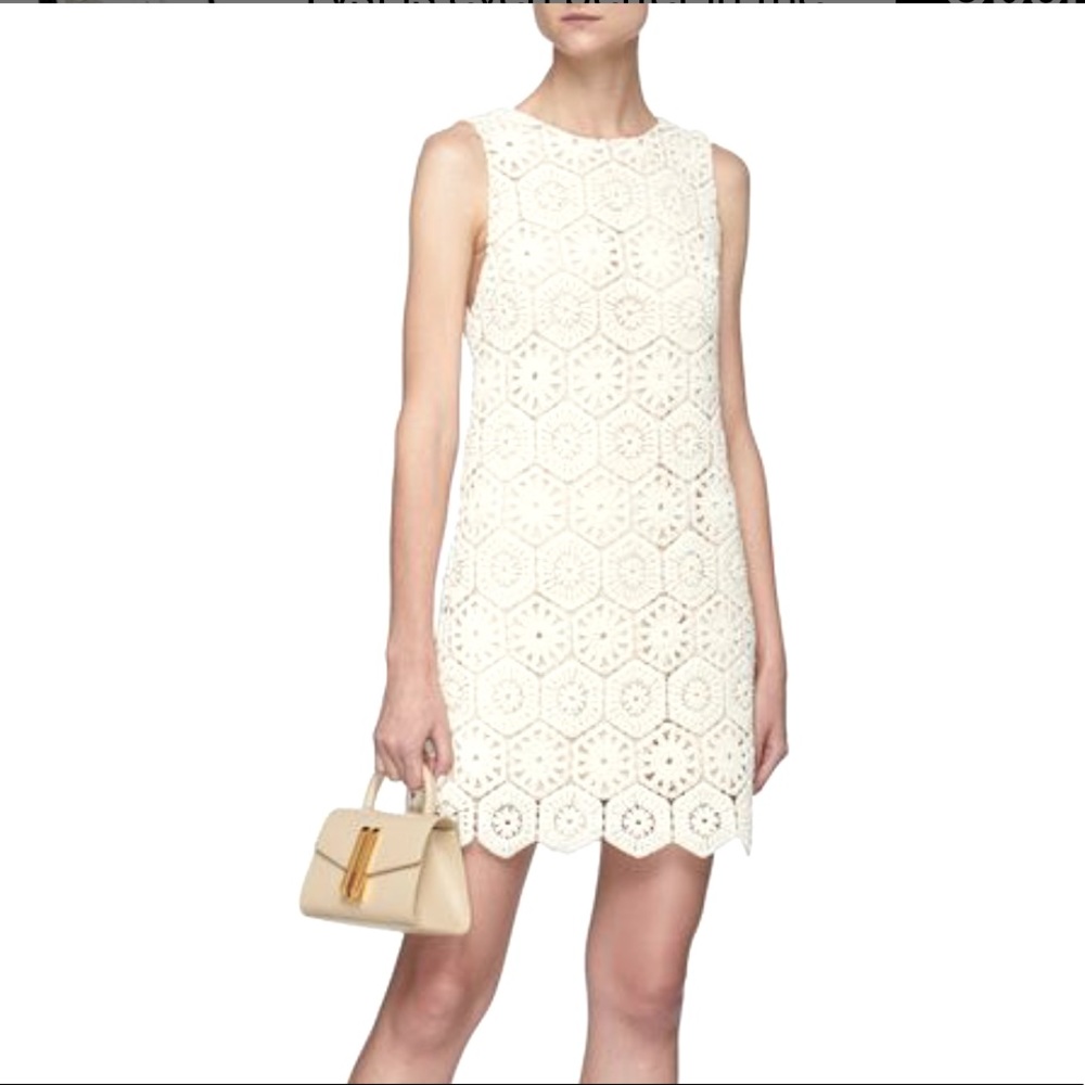 Alice and Olivia “Clyde” Geometric Crotchet Shift Dress